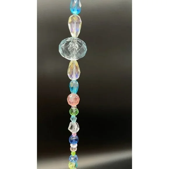 Handmade Beaded Suncatcher - Pastel - Clear Crystal Prism - Hanging Decor - Picture 7 of 14